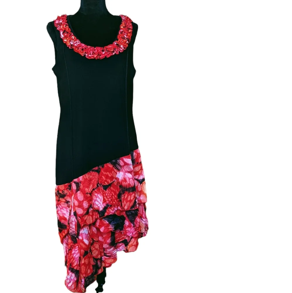 EUC Lana Lee Black & Coral Shades Party Dress - Picture 3 of 6